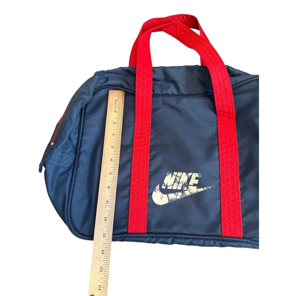 Vintage 1970s NIKE Blue Red Duffle Gym Bag Taiwan‎ Made YKK Zippers